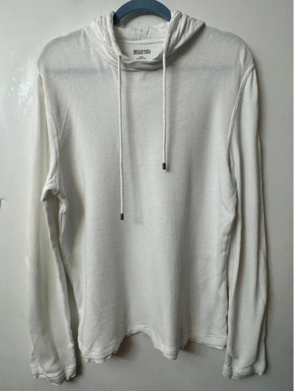 Michael Kors White Waffle-Knit Lightweight Hoodie XL